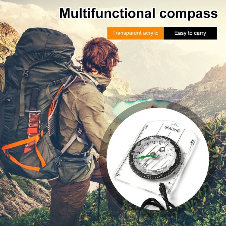 Professioneller Mini-Kompass Kartenmaßstab Lineal Multifunktionsausrüstung Outdoor Wandern Camping Überleben, Mini