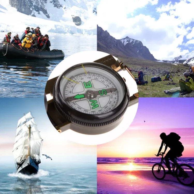 Tragbarer faltbarer Kompass, Armeegrün, Multifunktions-Mini-Camping-, Kletter-, Outdoor-Werkzeug, Armeegrün