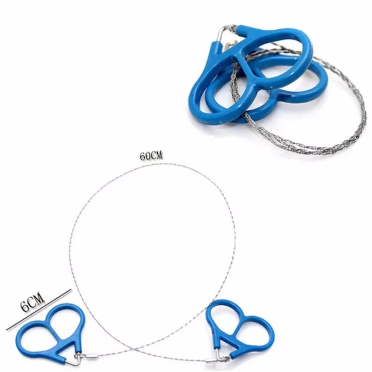 Outdoor Camping Wandern Taschen-Sägedraht Reise Notfall Überlebenstool Edelstahl-Draht-Sets, Handsäge (Blau)