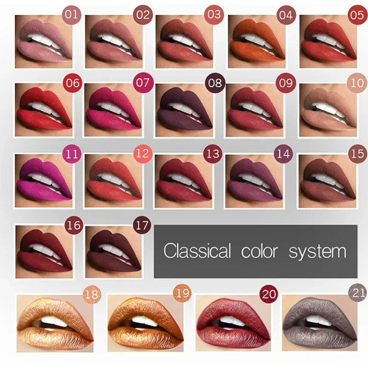 Wasserfester Lipgloss, matter Lippenstift, Kosmetik, Make-up, Nude, 1#, 2#, 3#, 4#, 5#, 6#, 7#, 8#, 9#, 10#, 11#, 12#, 13#, 14#, 15#, 16#, 17#, 18#, 19#, 20#, 21#