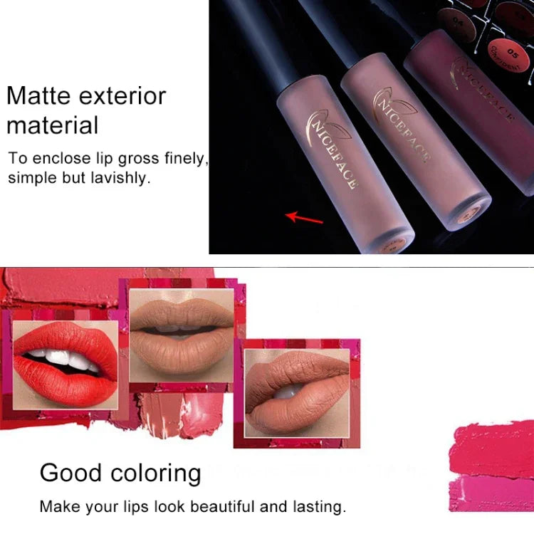 Lipgloss, matt, flüssig, wasserfest, langanhaltend, feuchtigkeitsspendend, Lippen-Make-up, Kosmetik, 01, 02, 03, 04, 05, 06, 07, 08, 09, 10, 11, 12, 13, 14, 15, 16, 17, 19, 20, 21, 22, 23, 24