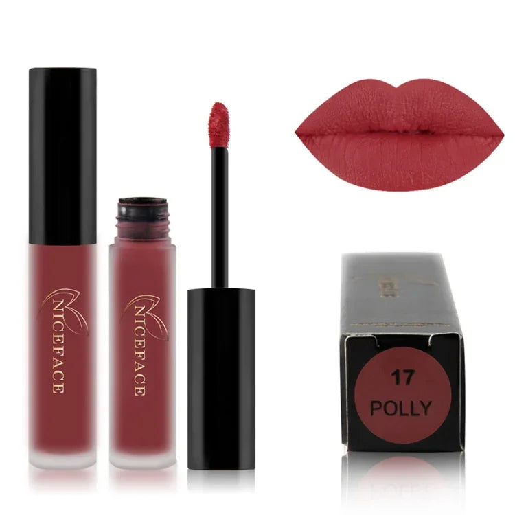 Lipgloss, matt, flüssig, wasserfest, langanhaltend, feuchtigkeitsspendend, Lippen-Make-up, Kosmetik, 01, 02, 03, 04, 05, 06, 07, 08, 09, 10, 11, 12, 13, 14, 15, 16, 17, 19, 20, 21, 22, 23, 24
