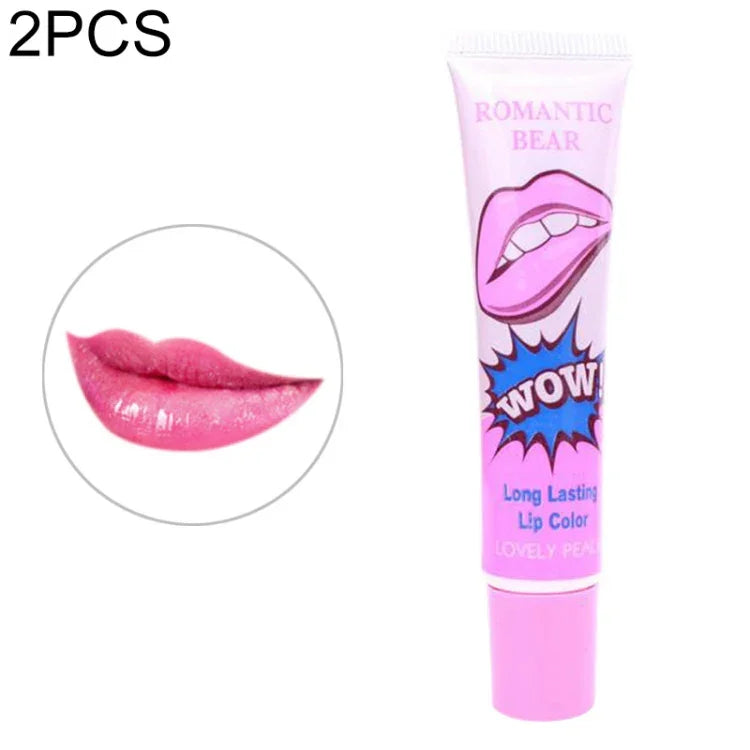 2 Stück leicht abziehbarer, langanhaltender Lipgloss, wasserfest, matt, Lippenstift für Damen, Kosmetik, Wassermelonenrot, Pfirsichfarben, Sexy Rot, Rosenrosa, Kirschrot, Süßes Orange