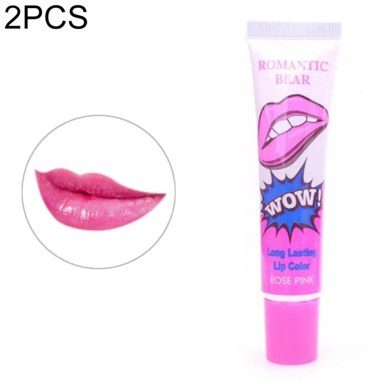 2 Stück leicht abziehbarer, langanhaltender Lipgloss, wasserfest, matt, Lippenstift für Damen, Kosmetik, Wassermelonenrot, Pfirsichfarben, Sexy Rot, Rosenrosa, Kirschrot, Süßes Orange