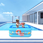 Quadratischer aufblasbarer Swimmingpool für Kinder mit Eiscreme-Muster für den Innen- und Außenbereich, 150 x 110 x 50 cm Rosa, 180 x 130 x 55 cm Rosa, 210 x 135 x 55 cm Rosa
