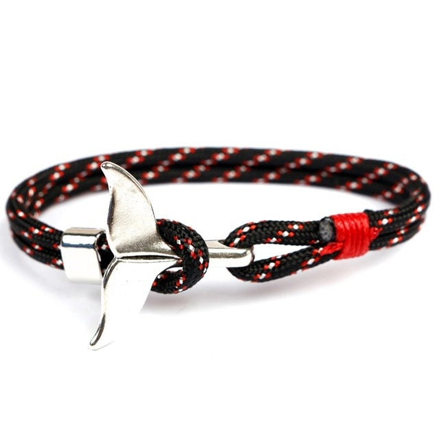 Walflossen-Anker-Anhänger, nautische Überlebens-Seilkette, Armbänder, Dunkelblau, Schwarz, Schwarzrot, Rot, Schwarzblau, Gelb, Bunt, Blau