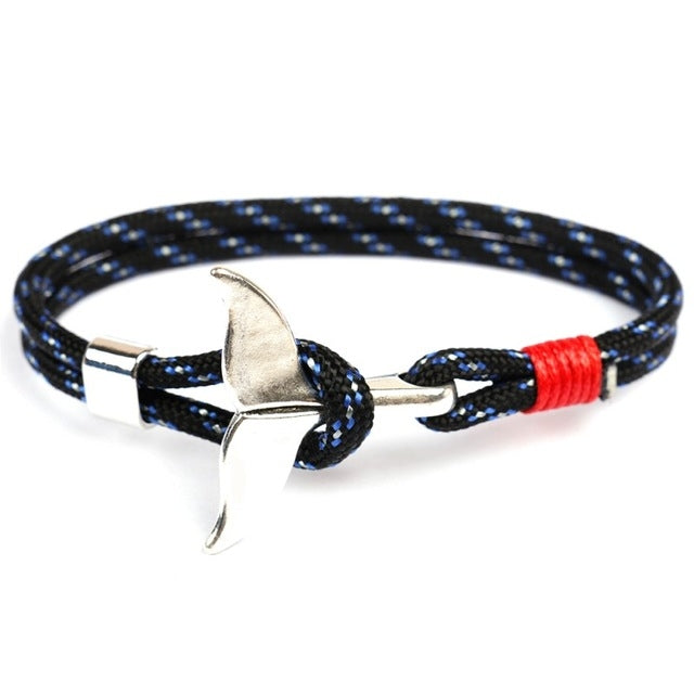 Walflossen-Anker-Anhänger, nautische Überlebens-Seilkette, Armbänder, Dunkelblau, Schwarz, Schwarzrot, Rot, Schwarzblau, Gelb, Bunt, Blau