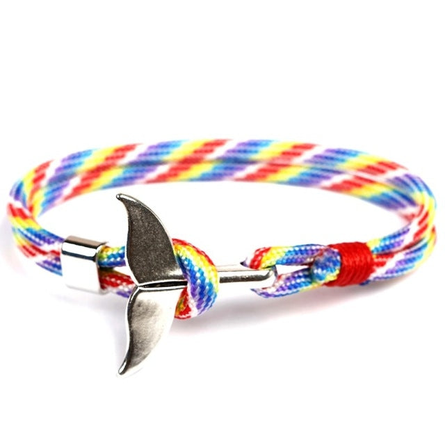 Walflossen-Anker-Anhänger, nautische Überlebens-Seilkette, Armbänder, Dunkelblau, Schwarz, Schwarzrot, Rot, Schwarzblau, Gelb, Bunt, Blau