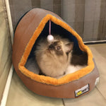 Warmes, weiches Hunde- und Katzenbett mit Spielzeugball, faltbar, Größen: S, M, L