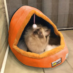 Warmes, weiches Hunde- und Katzenbett mit Spielzeugball, faltbar, Größen: S, M, L