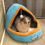 Warmes, weiches Hunde- und Katzenbett mit Spielzeugball, faltbar, Größen: S, M, L