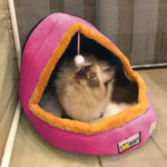 Warmes, weiches Hunde- und Katzenbett mit Spielzeugball, faltbar, Größen: S, M, L