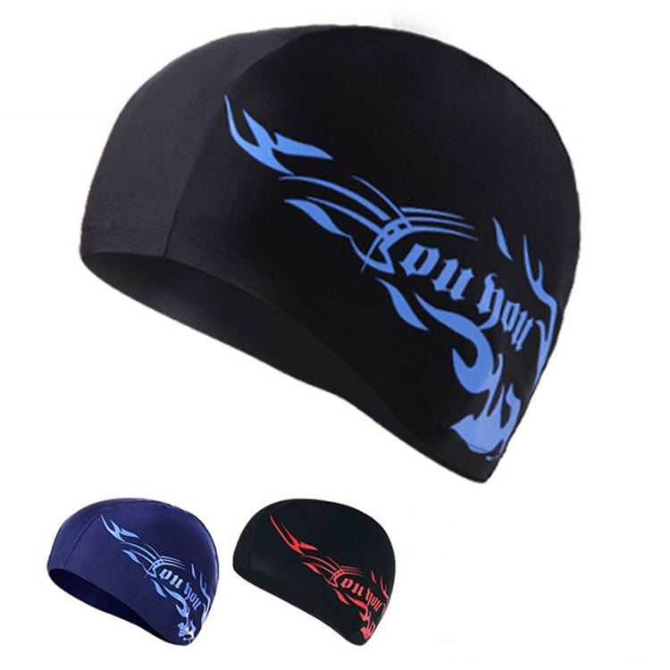 Unisex Spandex atmungsaktive Schwimmkappe, Spandex Schwimmkappe (Schwarz), Spandex Schwimmkappe (Blaues Feuer auf Schwarz), Spandex Schwimmkappe (Blaues Feuer auf Weiß), Spandex Schwimmkappe (Blaues Feuer auf Rot)