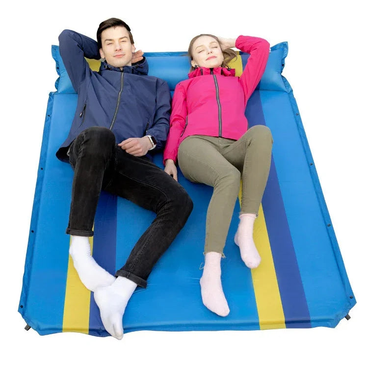 Farbabstimmung Automatisches aufblasbares Outdoor-Sport-Doppel-Camping-Luftkissen, 190x130x3.5cm Grün, 190x130x3.5cm Blau, 190x130x3.5cm Orange
