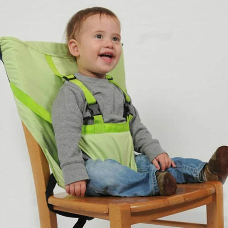 Babysitz Tragbarer Kinderstuhl Reise Klappbar Waschbar Säuglings-Esstischsitzbezug Sicherheitsgurt