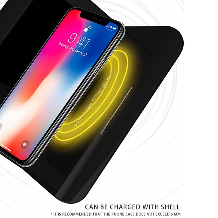10W QI Universelles Multifunktions-Mobiltelefon-Kabelloses Ladegerät mit Wecker & Uhrzeit-/Kalender-/Temperaturanzeige, RT1 10W (Schwarz)