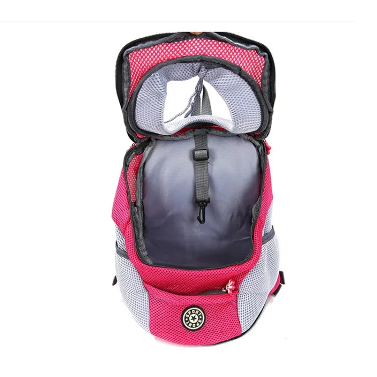 Outdoor-Hundetragetasche, Vordertasche, doppelter Schultergurt, tragbarer Reiserucksack, Netzrucksack, Kopfteil, S, L