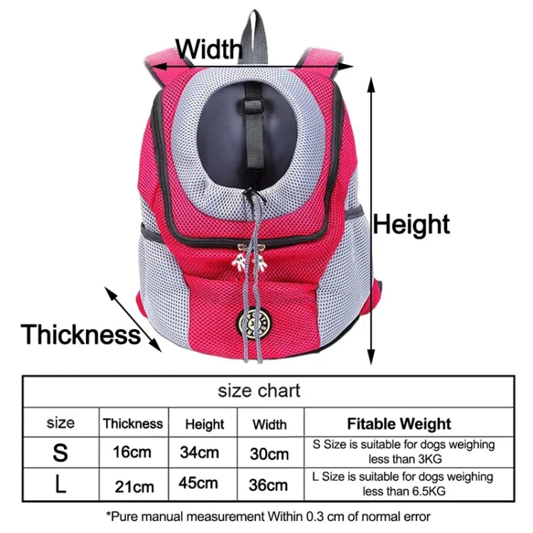 Outdoor-Hundetragetasche, Vordertasche, doppelter Schultergurt, tragbarer Reiserucksack, Netzrucksack, Kopfteil, S, L