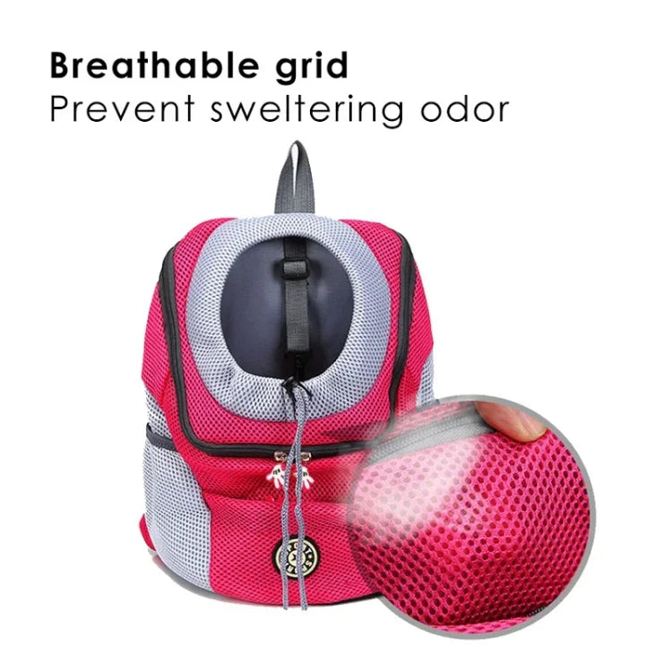 Outdoor-Hundetragetasche, Vordertasche, doppelter Schultergurt, tragbarer Reiserucksack, Netzrucksack, Kopfteil, S, L