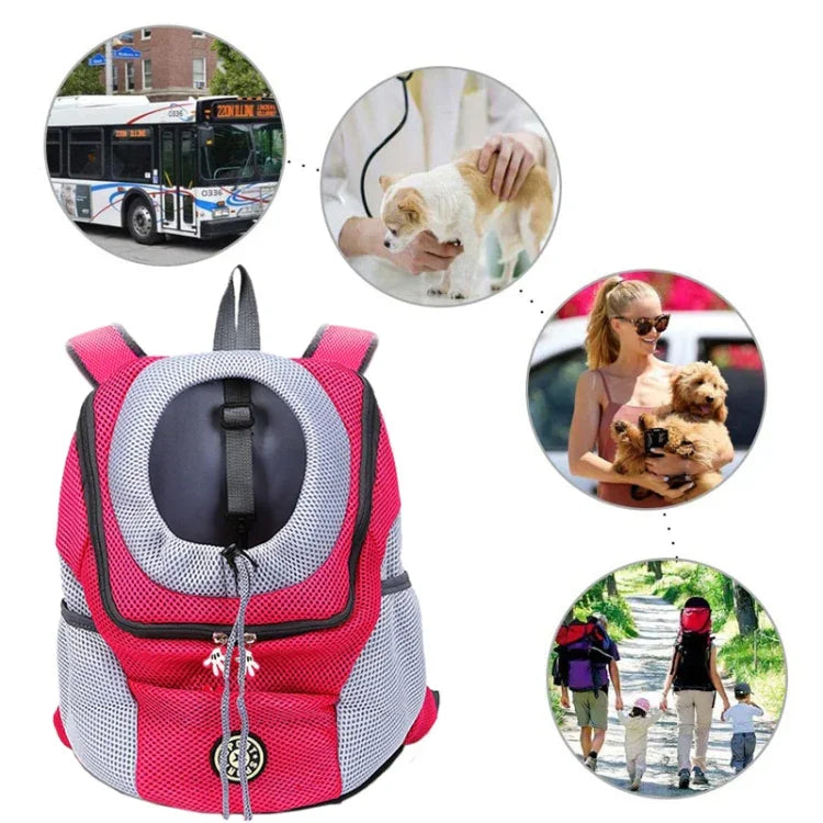 Outdoor-Hundetragetasche, Vordertasche, doppelter Schultergurt, tragbarer Reiserucksack, Netzrucksack, Kopfteil, S, L