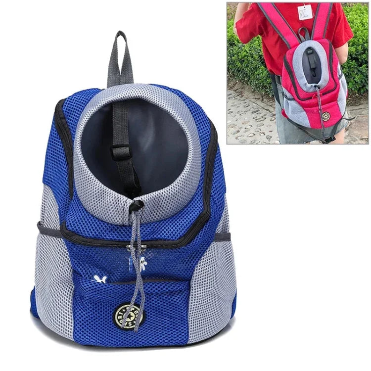 Outdoor-Hundetragetasche, Vordertasche, doppelter Schultergurt, tragbarer Reiserucksack, Netzrucksack, Kopfteil, S, L