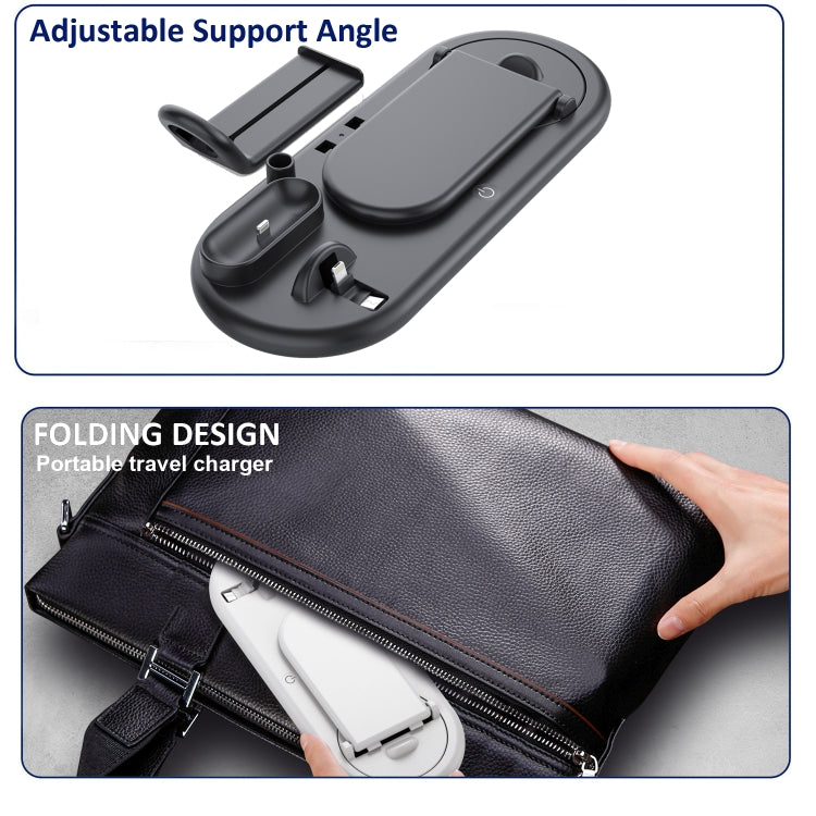 HQ-UD20 Handy-Uhr Multi-Funktions-Ladestation Kabelloses Ladegerät für Telefone & Apple Watch & Airpods, HQ-UD20