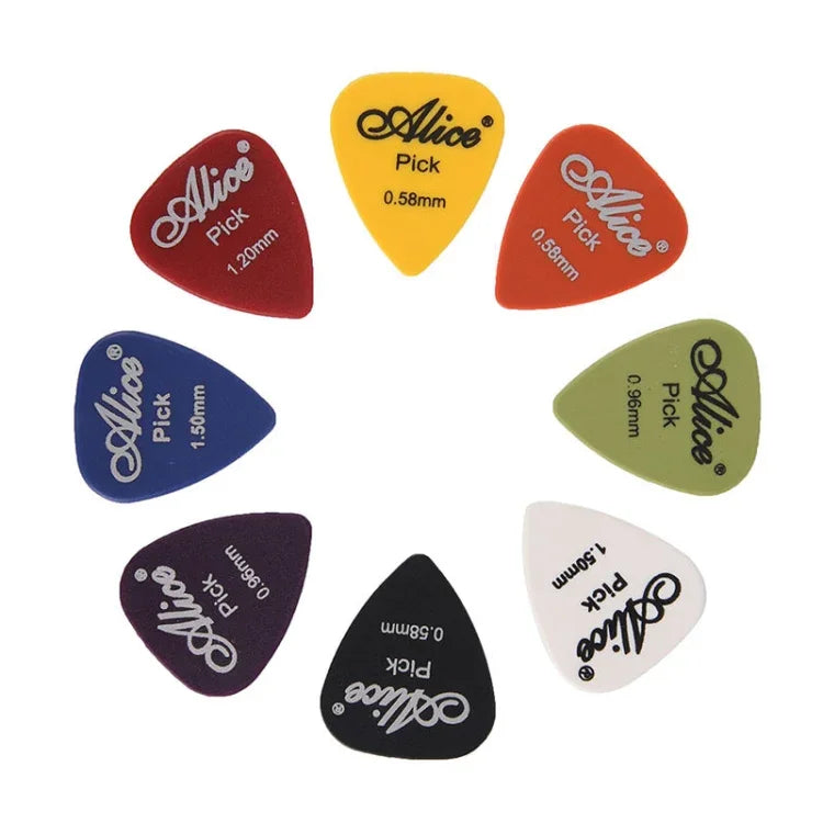 Alice 50 Stücke ABS E-Gitarren-Plektren, Zufällige Farblieferung, Matt 0,58mm, Glänzend 0,58mm, Matt 0,71mm, Glänzend 0,71mm, Matt 0,81mm, Glänzend 0,81mm, Matt 0,96mm, Glänzend 0,96mm, Matt 1,2mm, Glänzend 1,2mm, Matt 1,5mm, Glänzend 1,5mm         ...