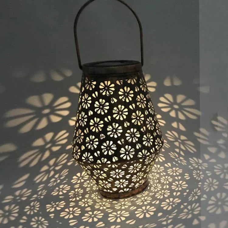 Solar Schmiedeeisen Laterne Garten Dekoration Leuchte LED Hängelampe, Chrysanthemen Laterne