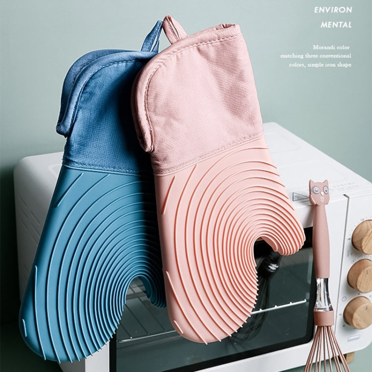 Verdickte Silikonhandschuhe Haushalt Mikrowellenofen Verbrühungsschutz-Isolierhandschuh, Rosa, Hellblau, Seeblau