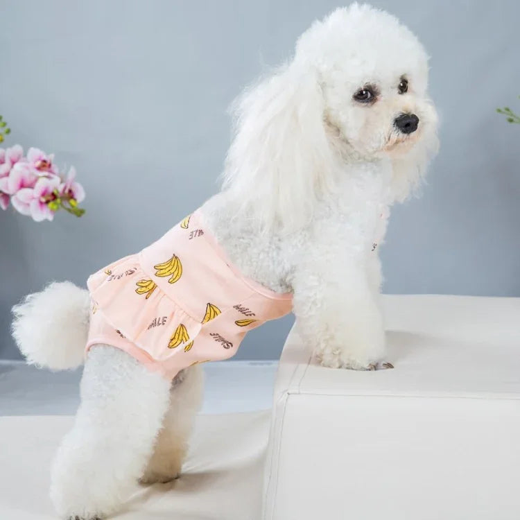 Hunde-Sporthose mit Bananenmuster, bequem, atmungsaktiv, mit Riemen, Größen: S, M, L, XL
