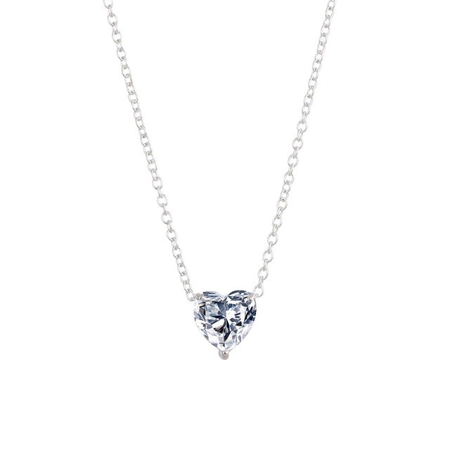 Kristall Herz Anhänger Halskette Damen Kurze Kette Halskette, Gold, Silber