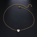 Kristall Herz Anhänger Halskette Damen Kurze Kette Halskette, Gold, Silber