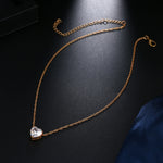 Kristall Herz Anhänger Halskette Damen Kurze Kette Halskette, Gold, Silber