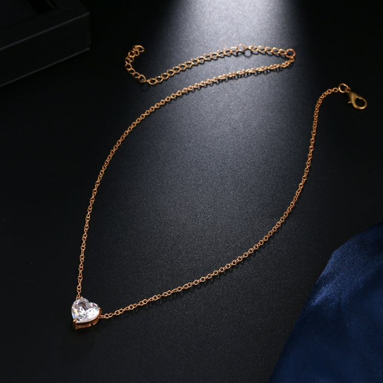 Kristall Herz Anhänger Halskette Damen Kurze Kette Halskette, Gold, Silber