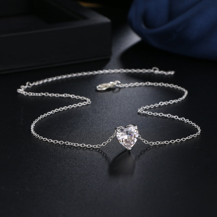 Kristall Herz Anhänger Halskette Damen Kurze Kette Halskette, Gold, Silber