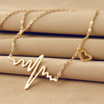 Halskette Liebe Geformte Titanstahl Herzschlag Schlüsselbein Kette Herz Anhänger Halskette Damen Retro Halskette Schmuck Accessoire, Gold, Silber