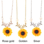 Delicate Sunflower Pendant Necklace Women Creative Imitation Pearls Jewelry Necklace