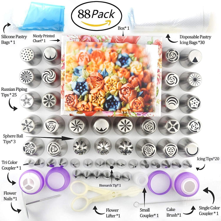 88 in 1 Spritztüllen Set Tortenbacken Schmuckset, 88 Teile/Set
