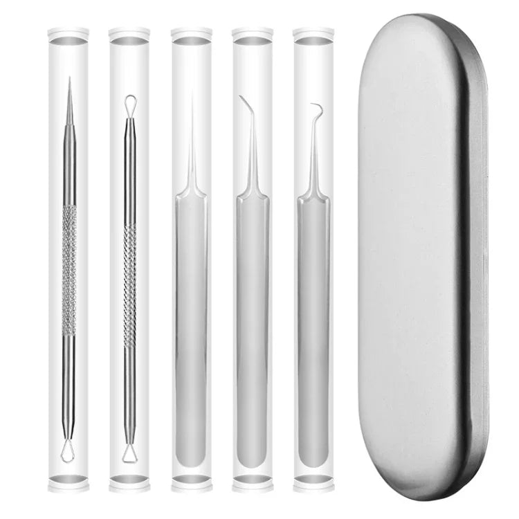 5tlg./Set Akne-Nadel Edelstahl Akne-Klemme Pickelentferner Mitesserentferner, 5-in-1