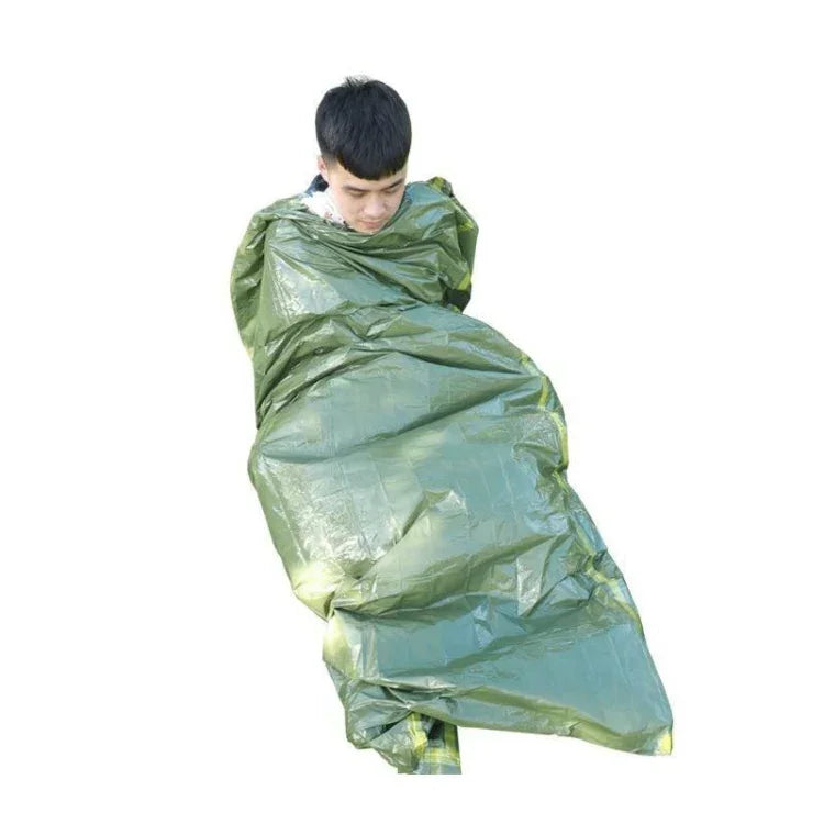 PE-Outdoor-Schlafsack für Katastrophenhilfe & Kälteschutz Wärmeisolierung & Wärme Notfallschlafsack, Grün, Orange