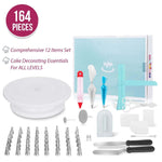 164-in-1 Tortendrehscheiben-Set Edelstahl-Dekorationsdüsen Backwerkzeuge, 164 Teile/Set