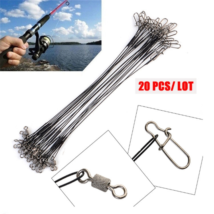 20 PCS Luya Front Wire With Pin Wire Anti-bite Wire, 20CM, 25CM, 30CM, 15CM