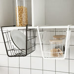 Closet Storage Rack Under The Partition Hanging Basket Storage Basket, Black, White