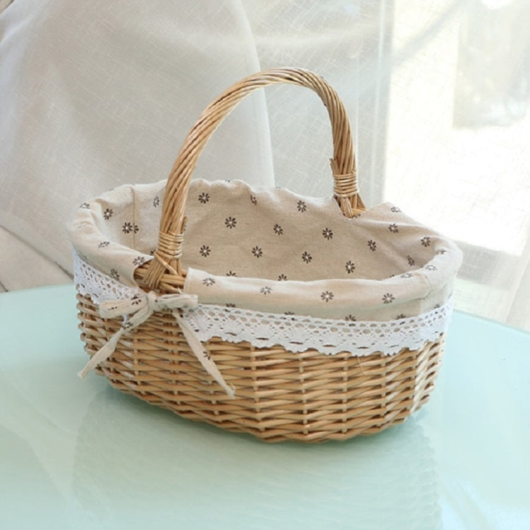 Handgewebter Picknickkorb aus Sackleinen und Rattan, Aufbewahrungskorb, Klein, Groß