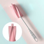 Silikon Babyflaschen Reinigungsbürste mit langem Griff, 360 Grad drehbar, Grün, Pink, Hellblau