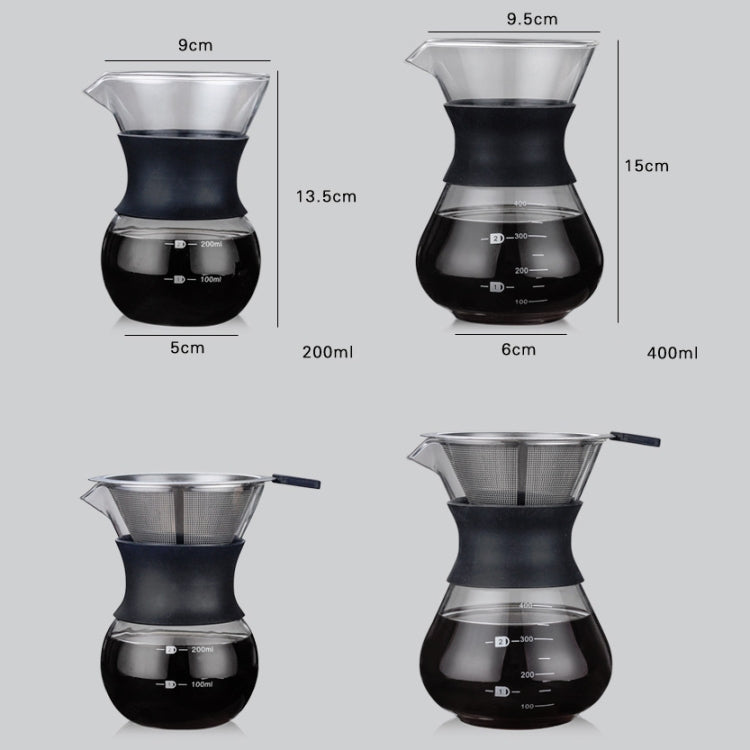 Hitzebeständige Kaffeemaschine, 200ml mit Sieb, 400ml mit Sieb, 200ml ohne Sieb, 400ml ohne Sieb