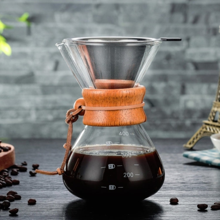 Hand-Kaffeekanne Hochtemperaturbeständig 400ml Glaskaffeekanne, Kanne ohne Sieb, Kanne mit Sieb