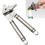 3-in-1 Verdickter manueller multifunktionaler Flaschenöffner aus 304 Edelstahl, Silber + schwarzer Streifen