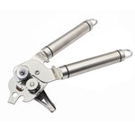 3-in-1 Verdickter manueller multifunktionaler Flaschenöffner aus 304 Edelstahl, Silber + schwarzer Streifen