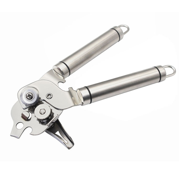 3-in-1 Verdickter manueller multifunktionaler Flaschenöffner aus 304 Edelstahl, Silber + schwarzer Streifen